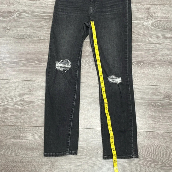 Levi’s 724 High Rise Straight Black Wash Denim Jeans Distressed Knees 26 - Picture 10 of 15